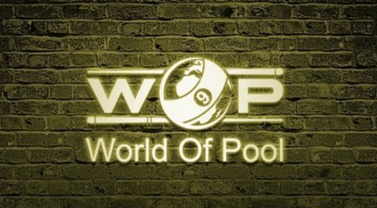 World Of Pool identity sign.